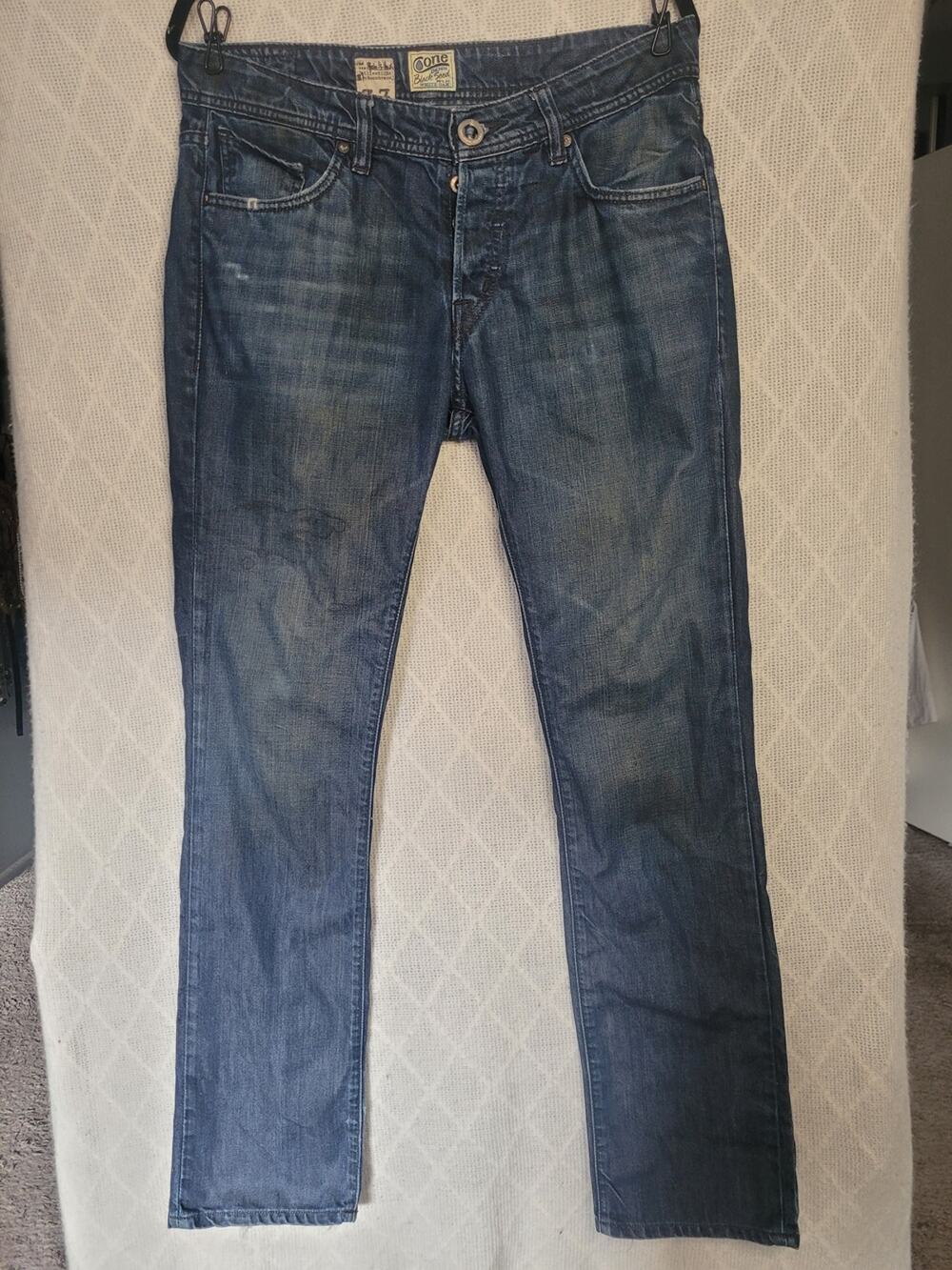 Volcom Cone Denim Black Seed White Oak Jeans 33 Distressed Fade